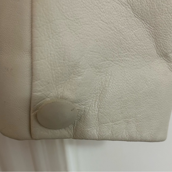 100% LEATHER JACKET size 6 Ecru zipper closure - Picture 4 of 4